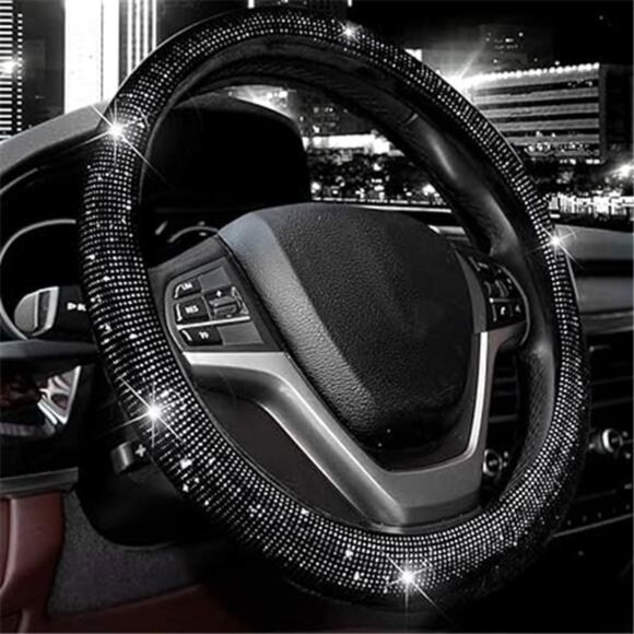 Steering Wheel Cover for Women Men Bling Bling Crystal Diamond Sparkling Car SUV - Picture 7 of 7